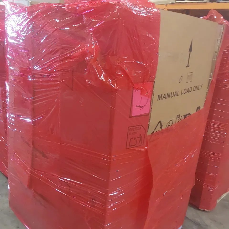 PALLET CONTAINING A VERY LARGE QUANTITY OF ASSORTED ITEMS INCLUDING: SELF-CLEANING CAT LITTER BOX, RUG, STAINED GLASS WINDOW FILM ECT