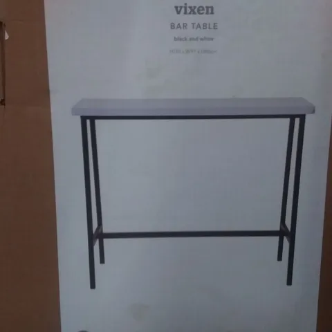 BOXED VIXEN BAR TABLE IN BLACK AND WHITE - H110 X W91 XD40 CM