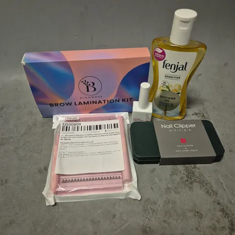 APPROXIMATELY 20 HEALTH AND BEAUTY PRODUCTS TO INCLUDE FENJAL SENSITIVE SHOWER OIL, BROW LAMINATION KIT AND NAIL CARE KIT