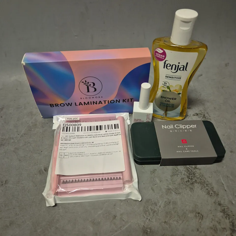 APPROXIMATELY 20 HEALTH AND BEAUTY PRODUCTS TO INCLUDE FENJAL SENSITIVE SHOWER OIL, BROW LAMINATION KIT AND NAIL CARE KIT