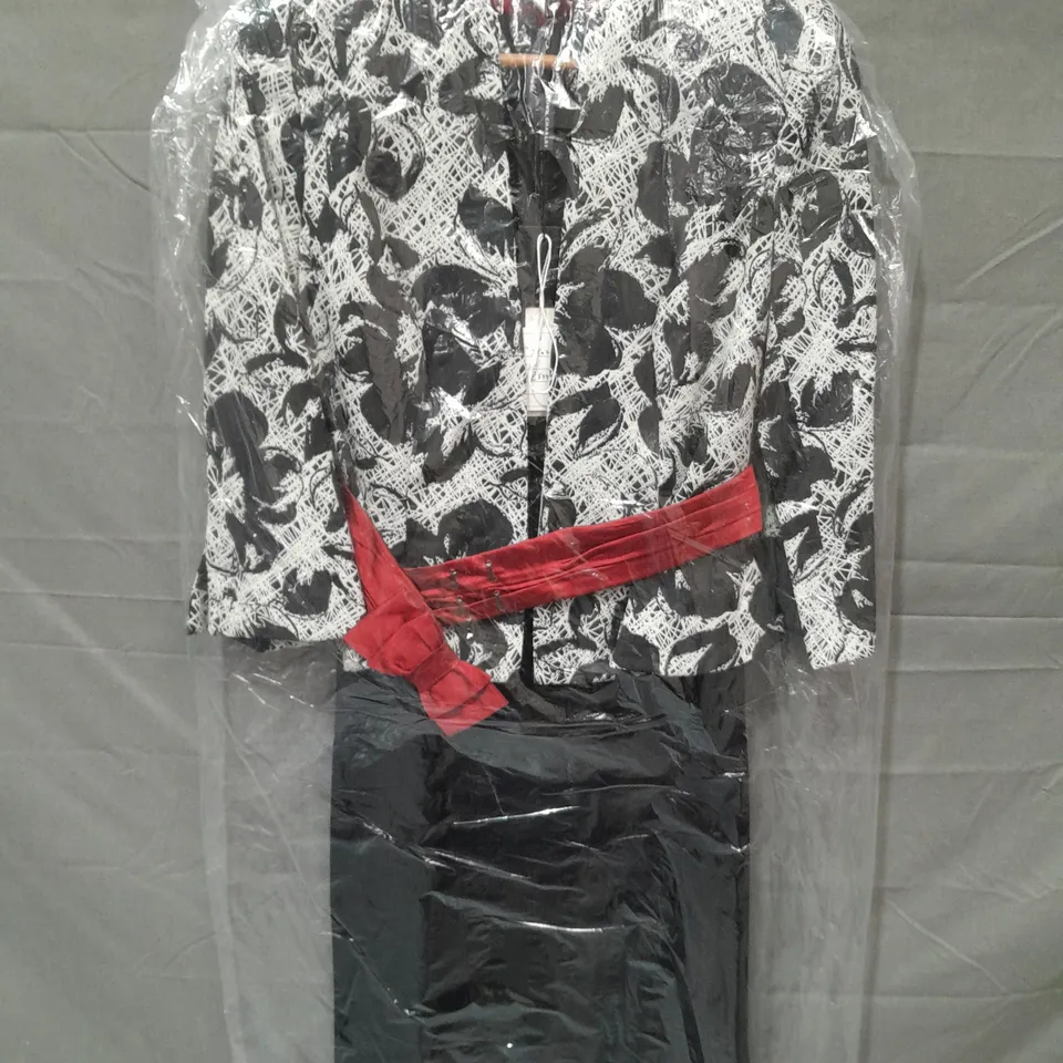 JOHN CHARLES PATTERENED BLACK DRESS AND JACKET - UK 10
