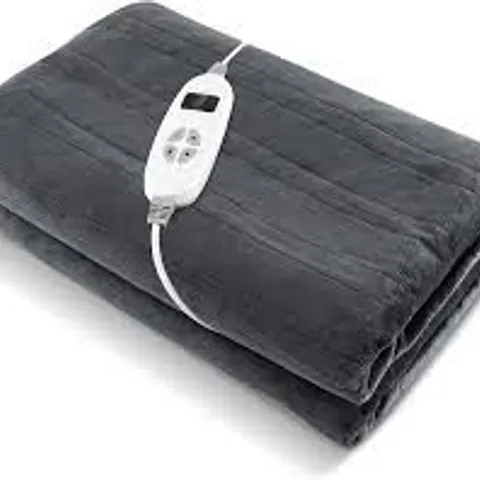 BOXED COSTWAY ELECTRIC HEATED THROW BLANKET, EXTRA LARGE ELECTRIC OVER BLANKET WITH 10 HEAT SETTINGS, 9-HOUR TIMER FUNCTION & DIGITAL REMOTE, MACHINE WASHABLE LUXURY FLANNEL HEATING THROW(GREY,180X130