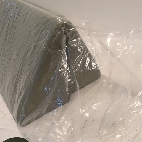 GREY/GREEN LONG TRIANGULAR UPHOLSTERY CUSHION/SEAT PAD – WRAPPED IN PLASTIC