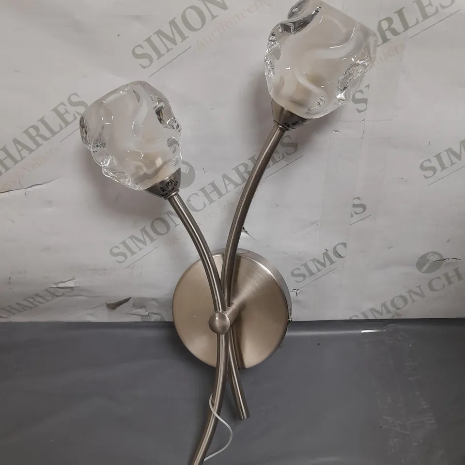 BOXED DAR LIGHTING SEATTLE 2 LIGHT WALL LIGHT SATIN CHROME GLASS