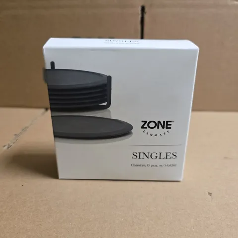 ZONE DENMARK SINGLES COASTERS – 6-PIECE SET WITH HOLDER