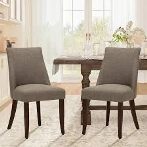BOXED SET OF 2 COLAMY UPHOLSTERED DINING CHAIRS - BROWN