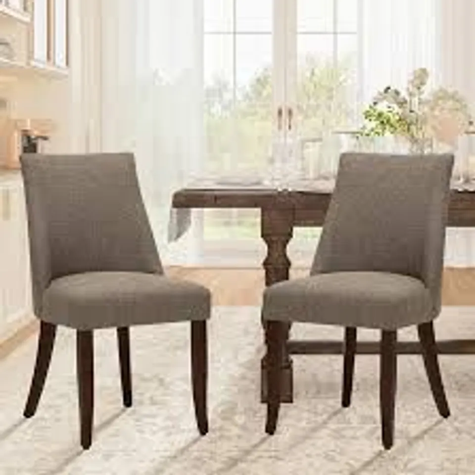 BOXED SET OF 2 COLAMY UPHOLSTERED DINING CHAIRS - BROWN