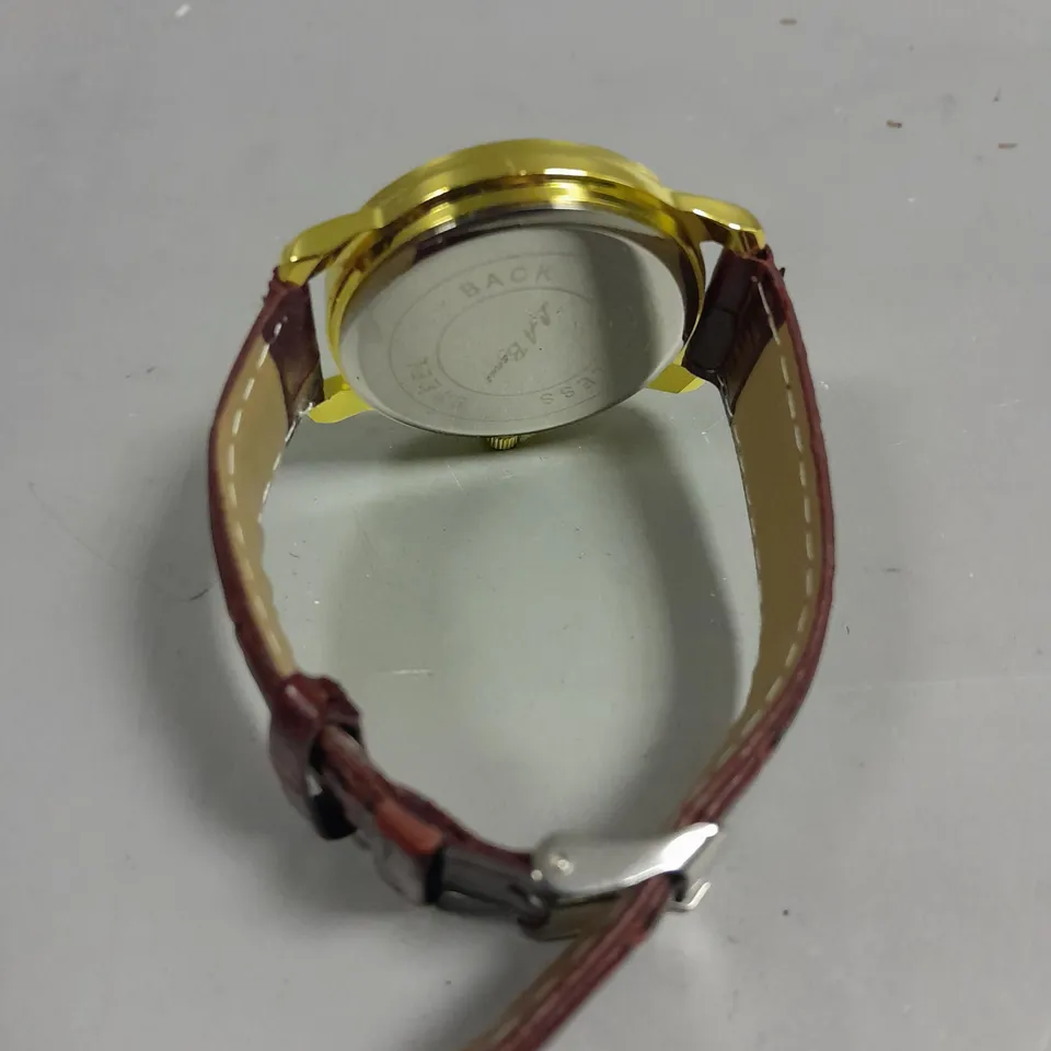 MENS LA BANUS WATCH – GOLD COLOUR CASE – LEATHER STRAP