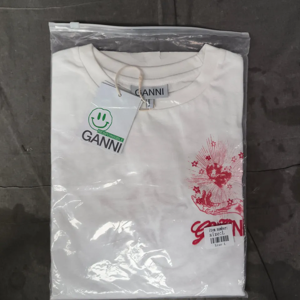 BAGGED GANNI T-SHIRT IN CREAM SIZE LARGE