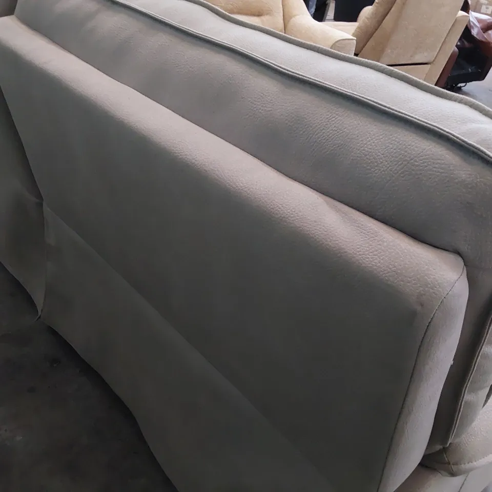 DESIGNER POWER RECLINING THREE SEATER SOFA LIGHT GREY FABRIC 
