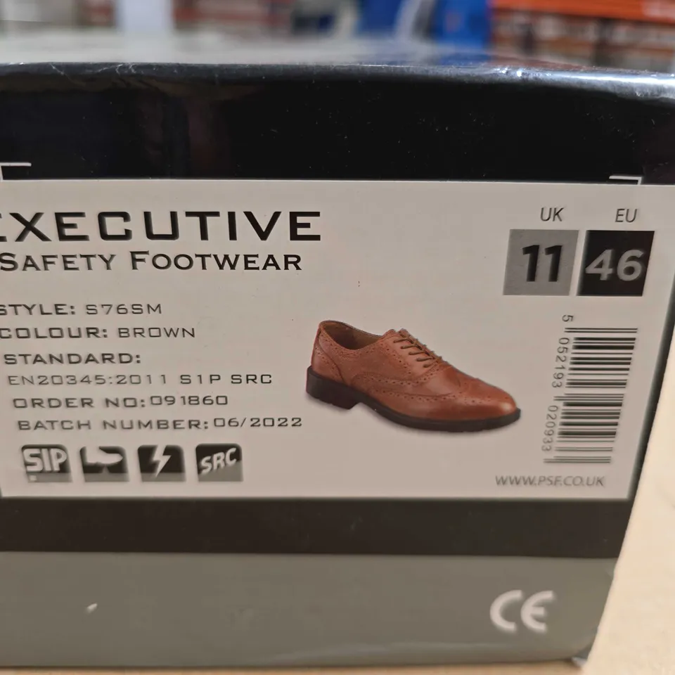 BRAND NEW BOXED PSF EXECUTIVE SAFETY SHOES IN BROWN - UK 11