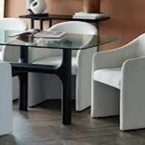 BOXED DANETTI FREYA DINING CHAIR - IVORY DUAL TONE FABRIC
