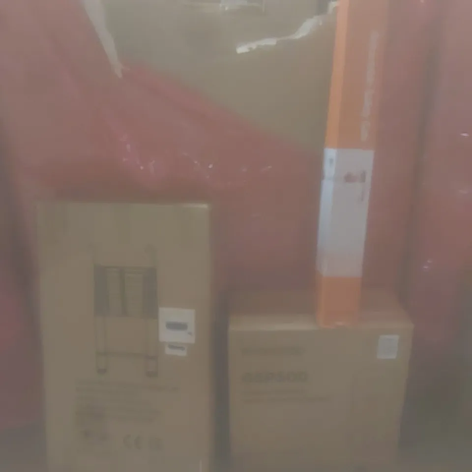 PALLET OF ASSORTED HOUSEHOLD GOODS AND PRODUCTS TO INCLUDE;LADDER,RETRACTABLE SAFETY GATE,WATER FILTRATION SYSTEM