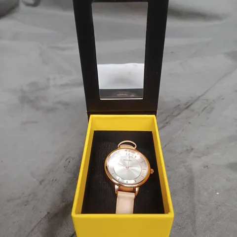 BOXED SEKONDA 2137 SILVER DIAL AND BEIGE STRAP WATCH