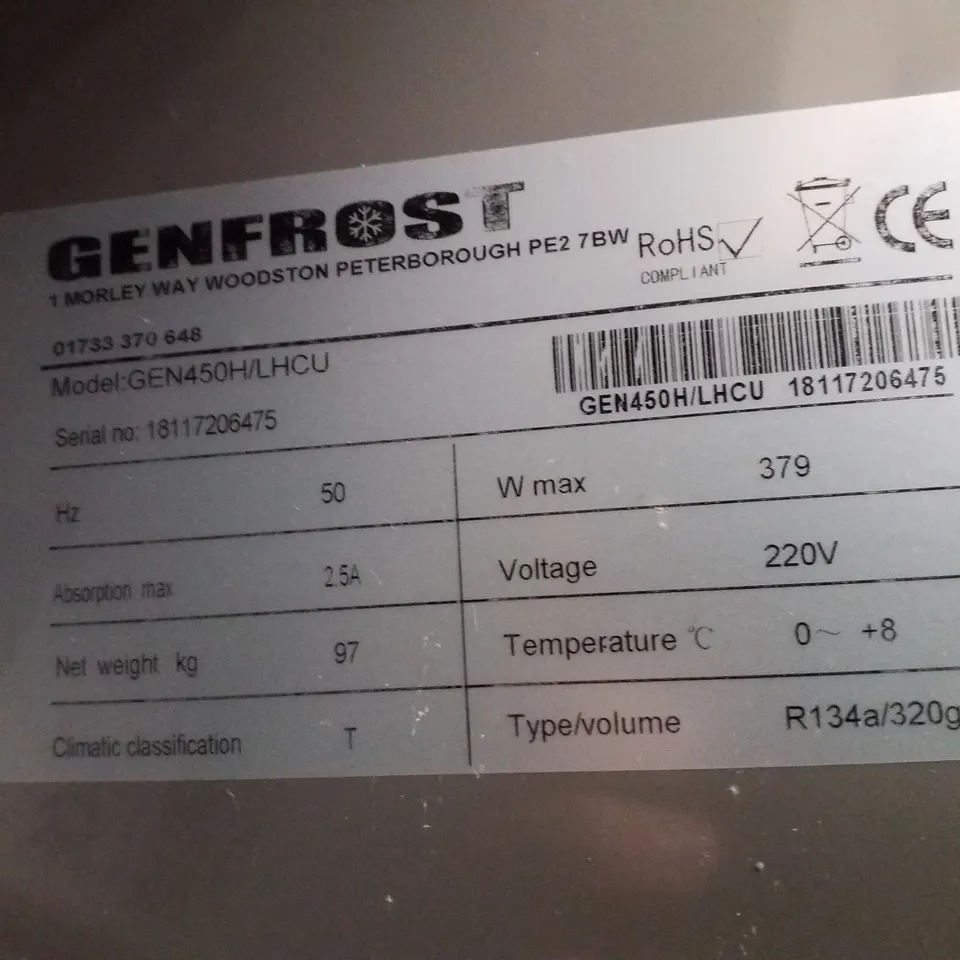 GENFROST GEN450H/LHCU UPRIGHT FRIDGE