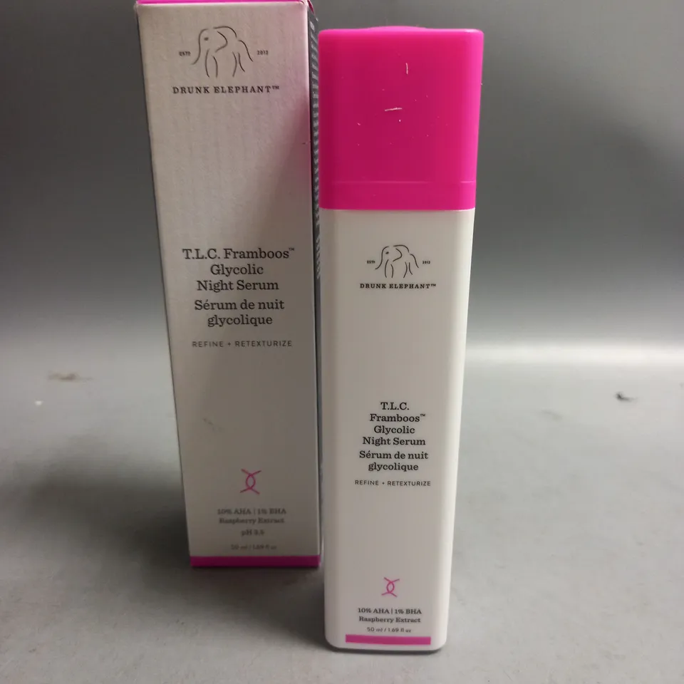 BOXED DRUNK ELEPHANT T.L.C FRAMBOOS GLYCOLIC NIGHT SERUM 50ML