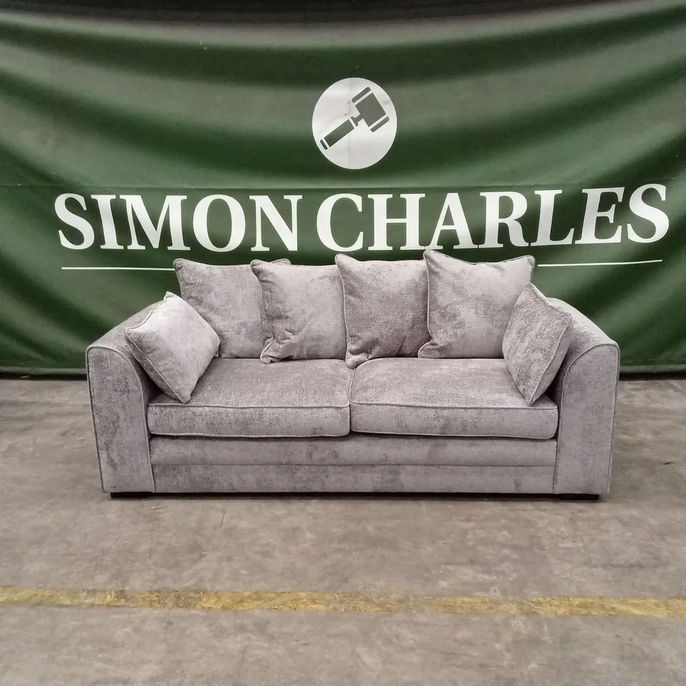 SOHO 3 SEATER FABRIC SCATTER-BACK SOFA - GREY