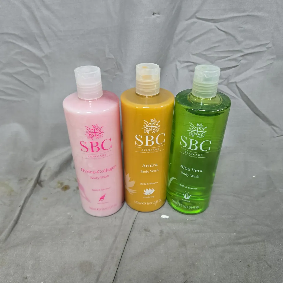 SBC BODY WASH TRIO TO INCLUDE ALOE VERA, ARNICA & HYDRA-COLLAGEN