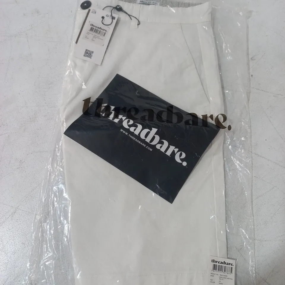BAGGED THREADBARE MENS REG FIT WEST SEA SHORTS - 34 IN WHITE