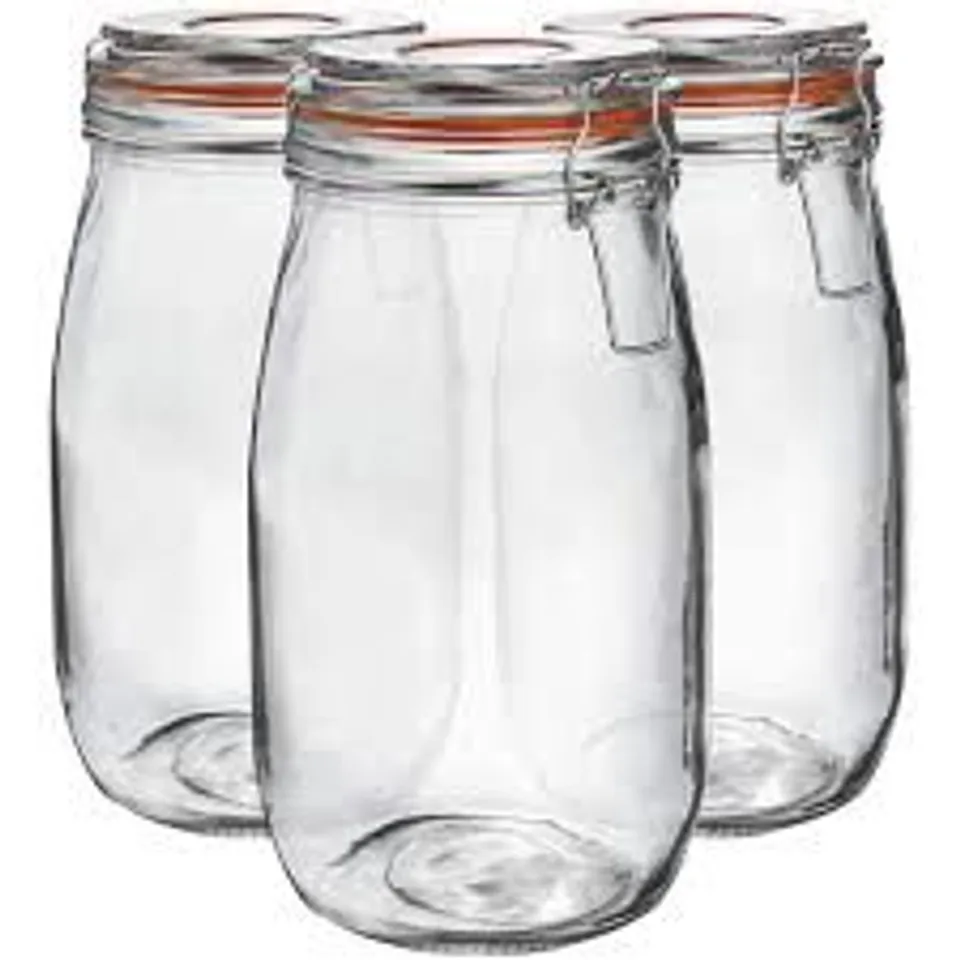 BOXED NEO 1500ML SCANDI GLASS STORAGE JAR 3 PACK