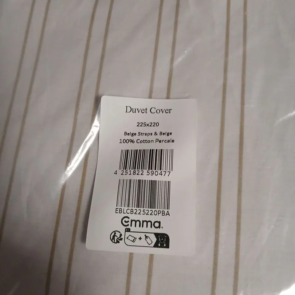 EMMA DUVET COVER – BEIGE STRIPED, 225 X 220 CM, 100% COTTON PERCALE