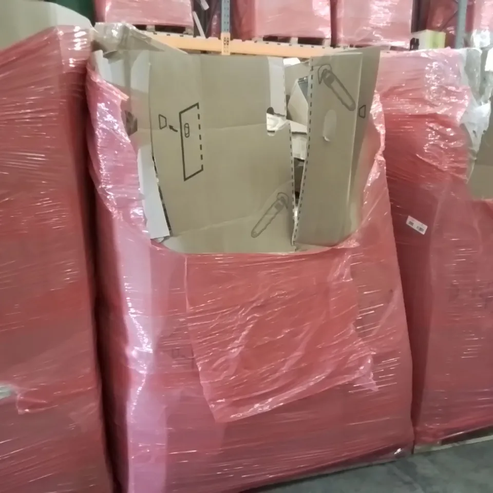 PALLET CONTAINING ASSORTED ITEMS TO INCLUDE: TV STANDS, PLAYPENS ECT