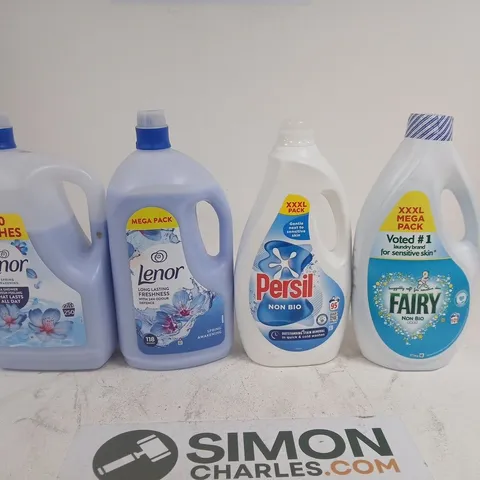 LOT OF 4 ASSORTED HOME CLEANING LIQUIDS TO INCLUDE FAIRY, PERSIL AND LENOR