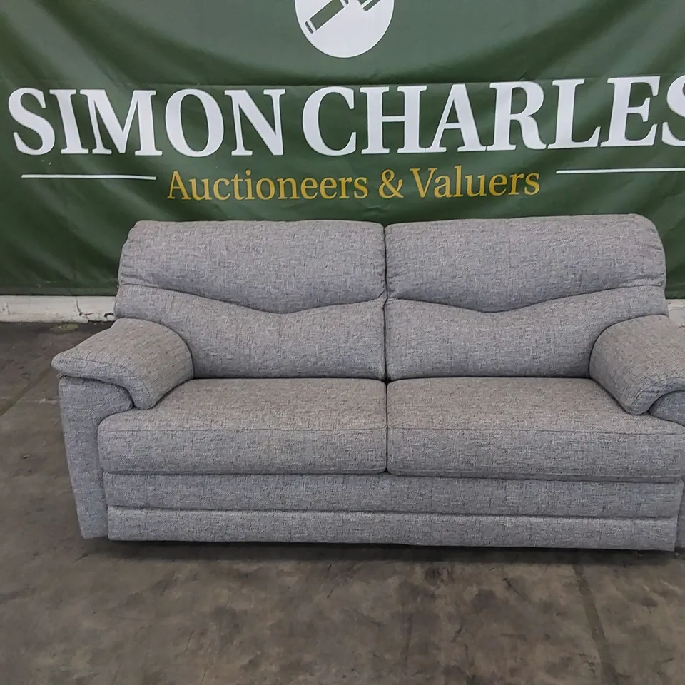 QUALITY G PLAN DESIGNER STRATFORD 3 SEATER SOFA IN REED PEWTER FABRIC 