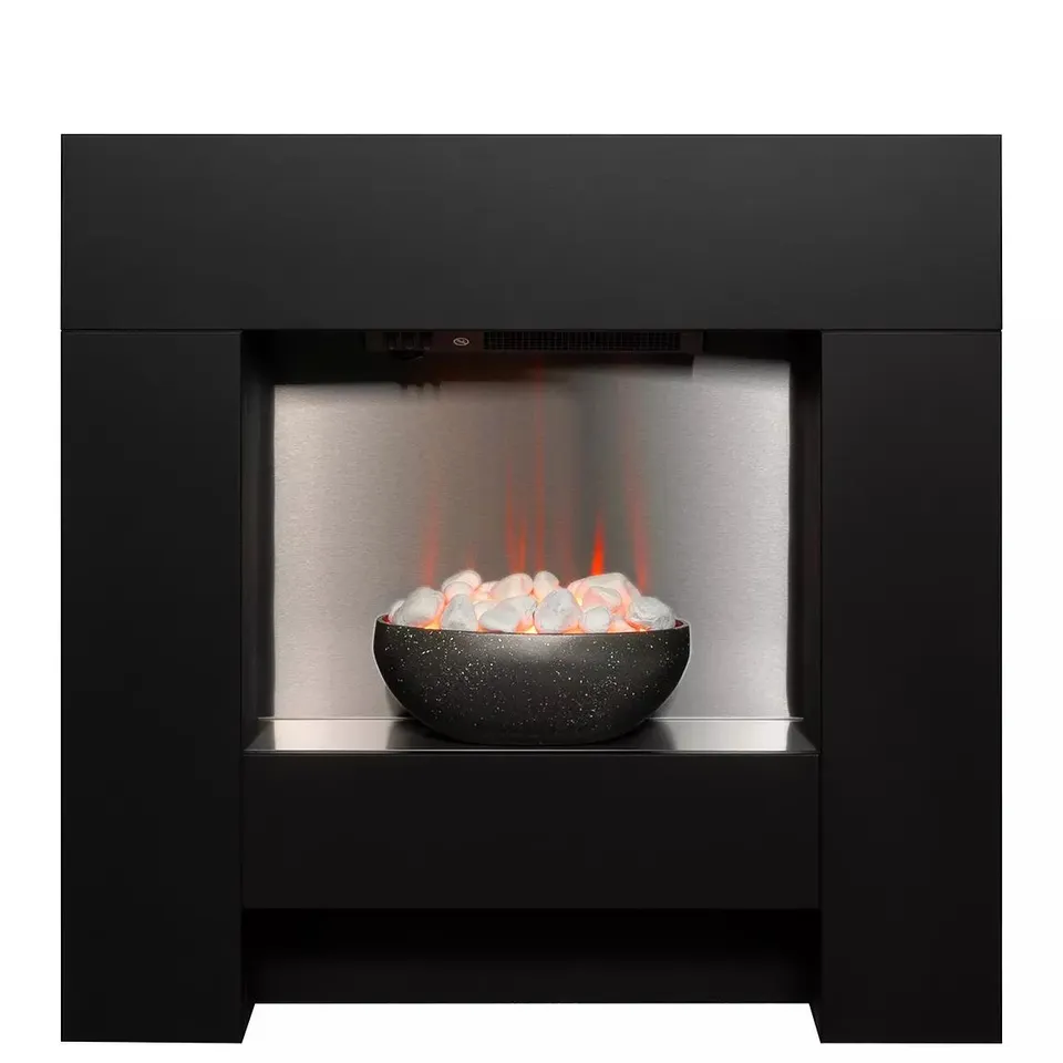 ADAM CUBIST FIREPLACE SUITE (SUITE ONLY) BLACK - COLLECTION ONLY  RRP £339