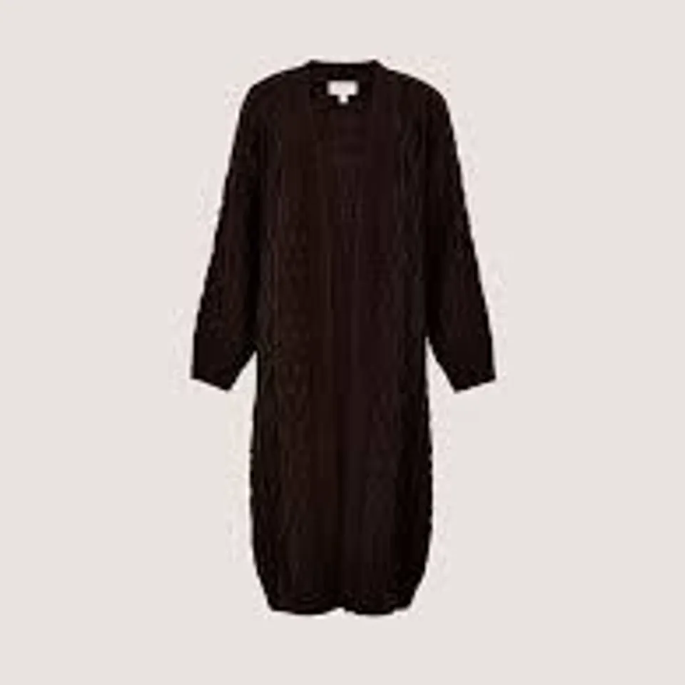 APRICOT LONGLINE CABLE KNIT EDGE TO EDGE CARDIGAN - BROWN - LARGE