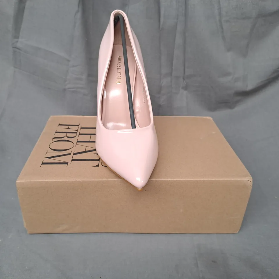 BOXED PAIR OF WHERE'S THAT FROM POINTED TOE HIGH HEEL SHOES IN PINK EU SIZE 39