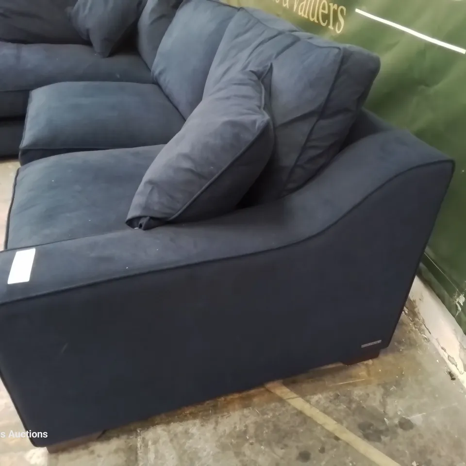 QUALITY BRITISH DESIGNER LOUNGE Co. LH FACING CHAISE SOFA PLUSH BLUE FABRIC 