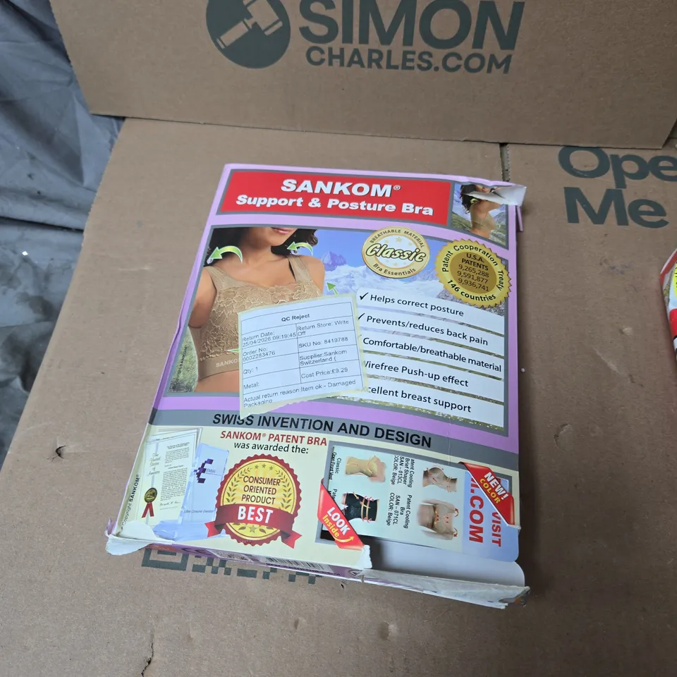 BOX OF APPROXIMATELY 15 ASSORTED ITEMS INCLUDING BENCH BOXER SHORTS , WEEDBLAST ROOTKILL WEED KILLLER AND SANKOM POSTURE BRA 