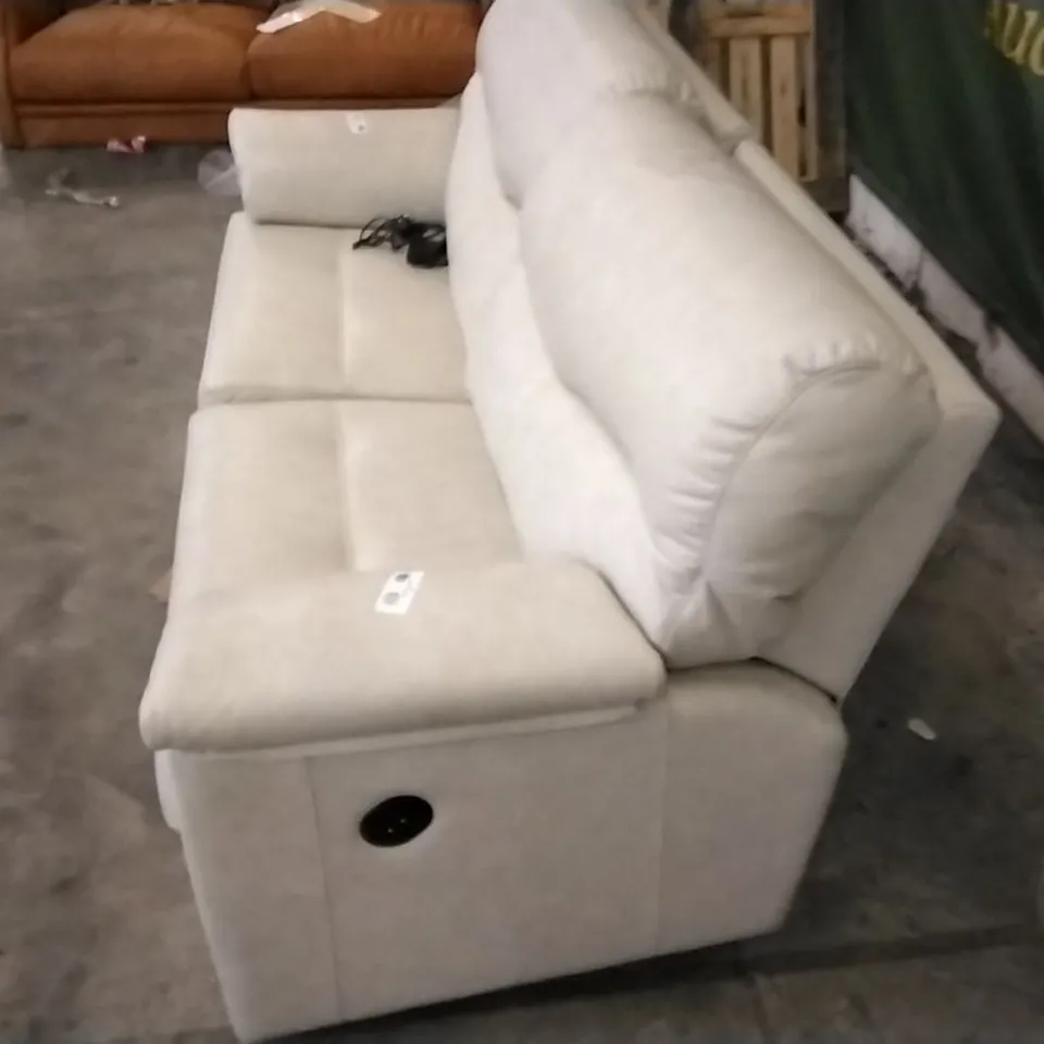 QUALITY BRITISH DESIGNED & MANUFACTURED G PLAN CREAM LEATHER ELECTRIC RECLINING 3 SEATER SOFA
