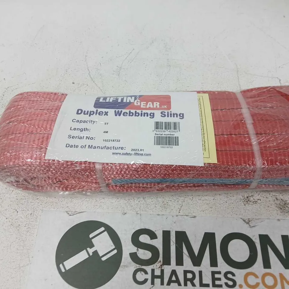 DUPLEX WEBBING SLING 5T CAPACITY, 4M LENGTH – LIFTING GEAR UK