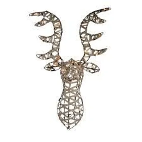 PRE LIT 70CM RATTAN STAG HEAD