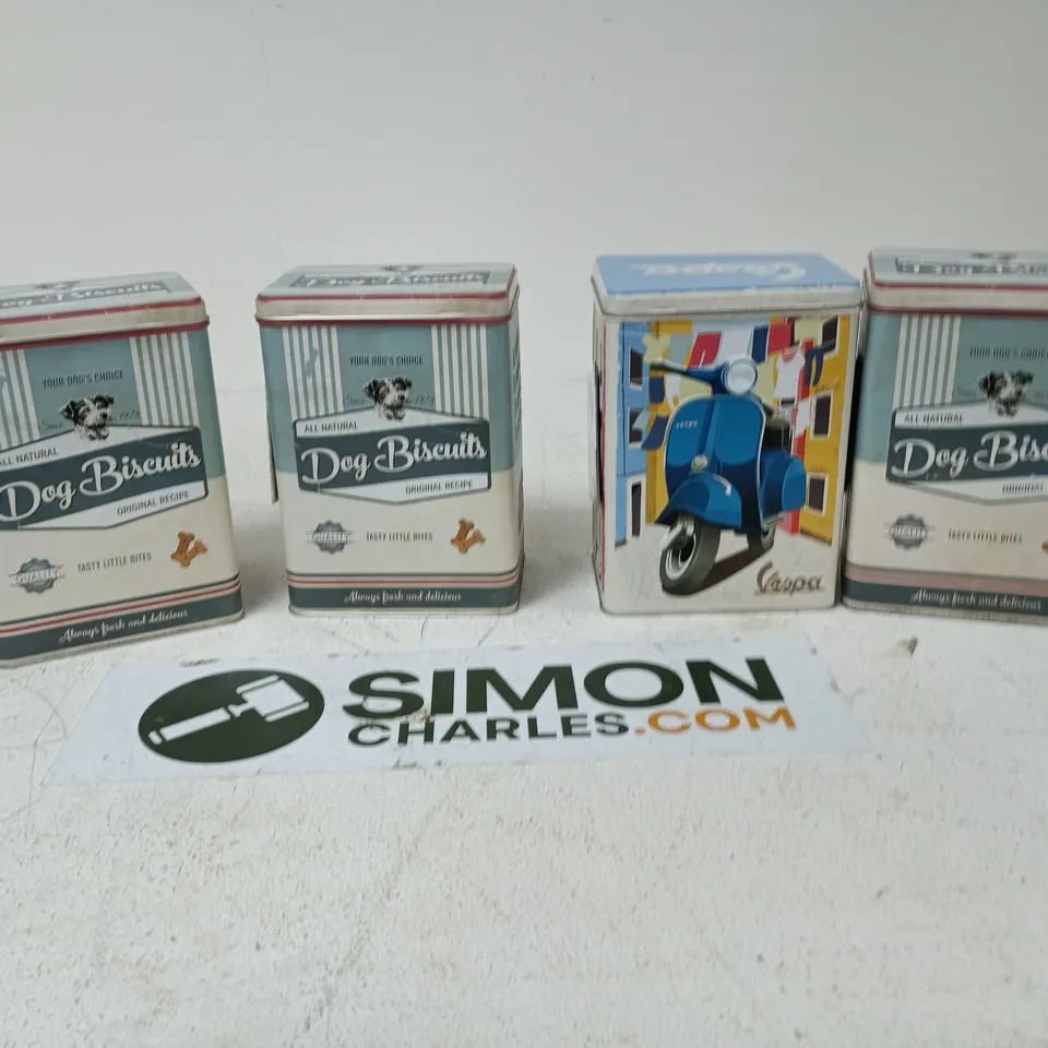 4X ASSORTED VINTAGE STORAGE TINS