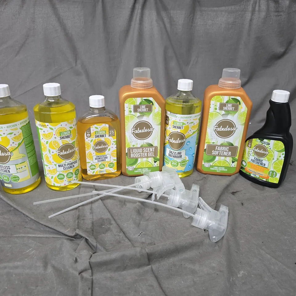FABULOSA CLEANING SET TO INCLUDE FABRIC SOFTENER, SPOTLESS KITCHEN, MULTI-PURPOSE CLEANER, ETC - COLLECTION ONLY 