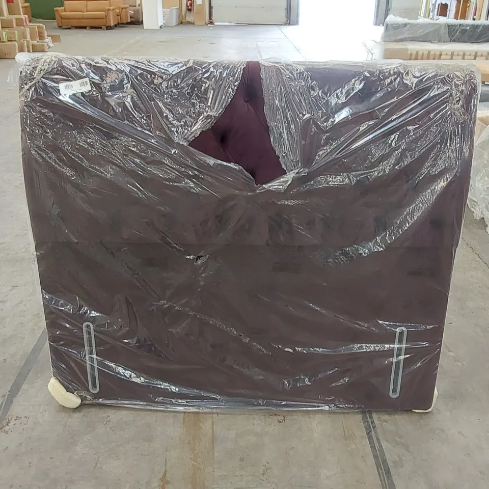 BAGGED DESIGNER 150cm KING SIZE VELVET UPHOLSTERED HEADBOARD - DEEP PURPLE