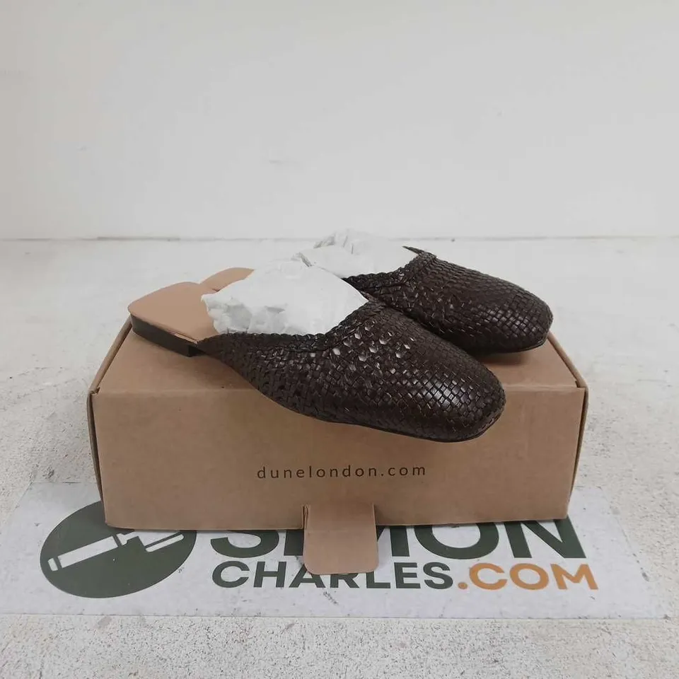DUNE LONDON SIZE 39 BOXED MULE SANDAL BROWN