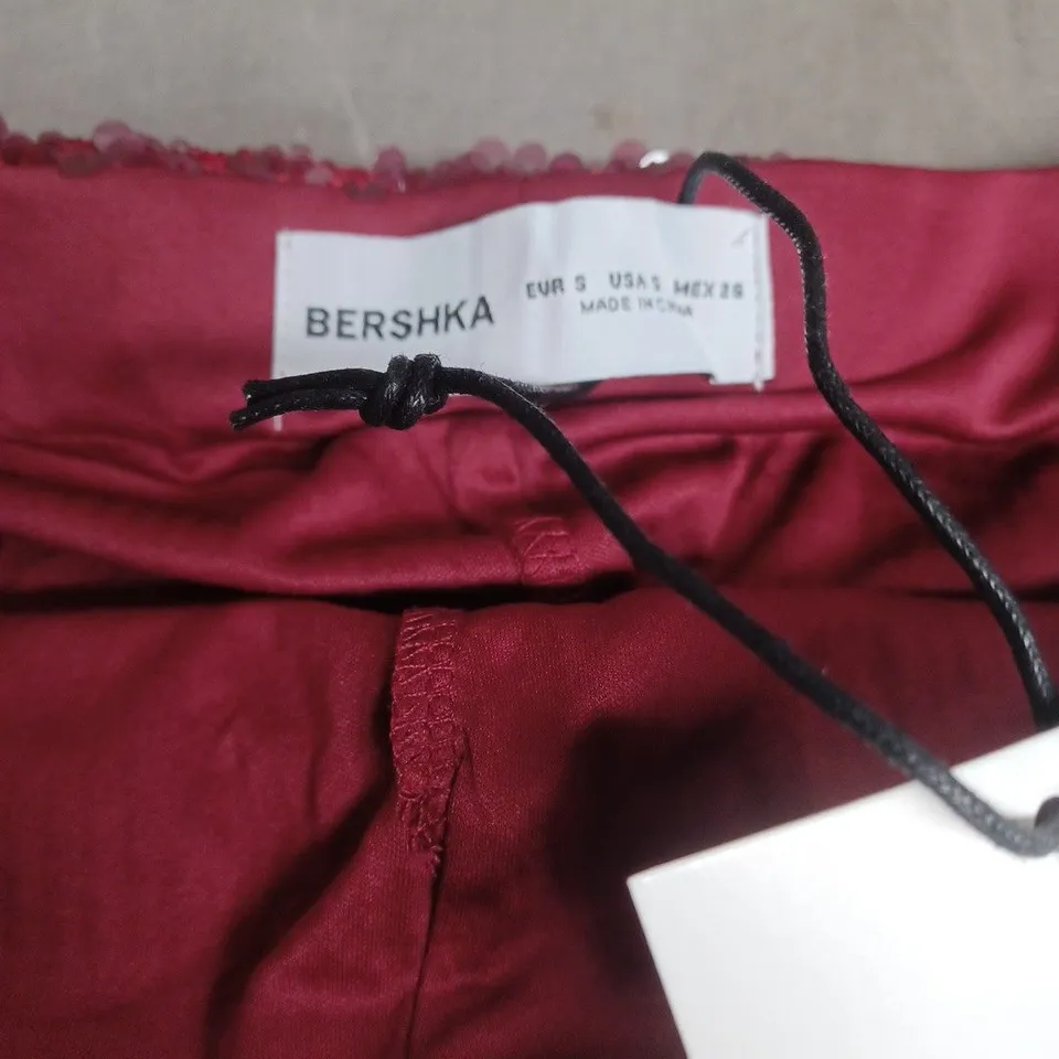 Bershka Women's Sequin Skirt - Pink/Magenta, Size S (EU S)