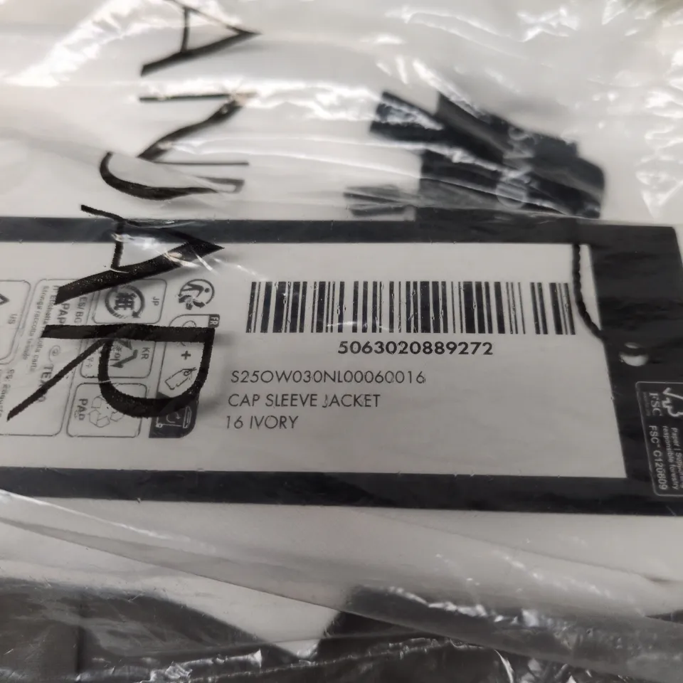 SOSANDER CAP SLEEVE JACKET 16 IVORY BAGGED