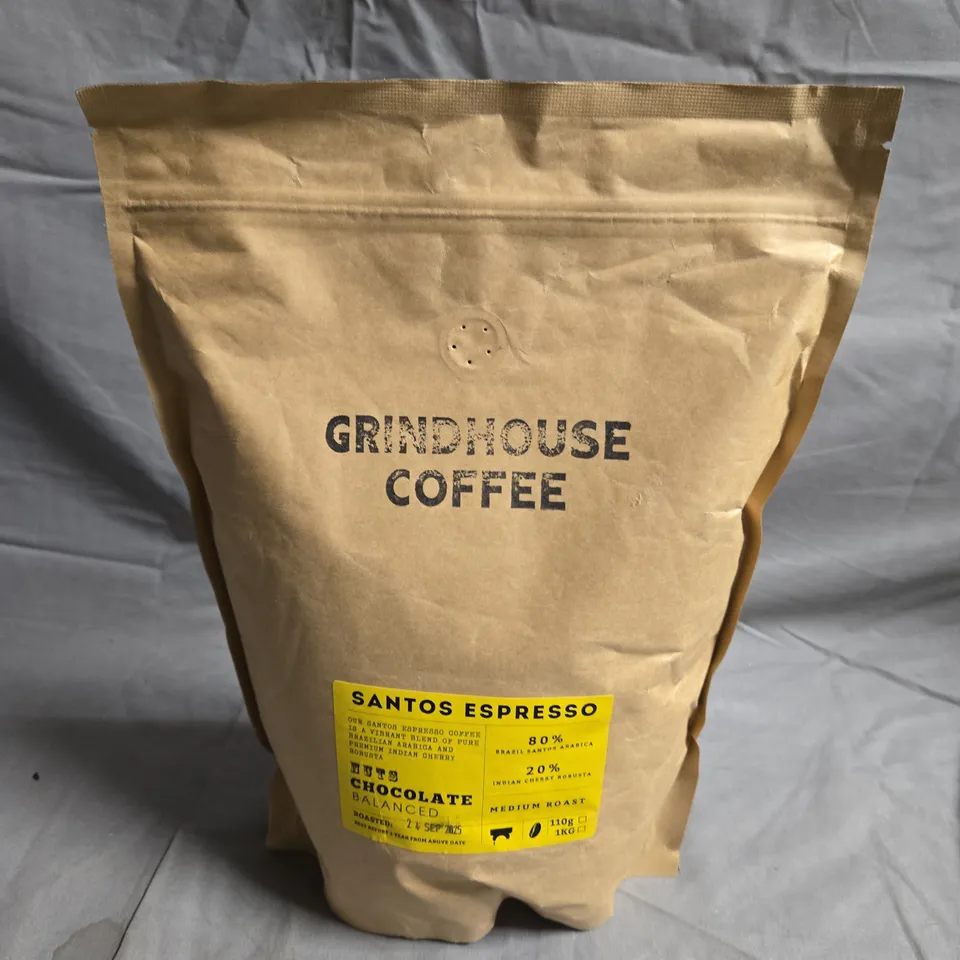 GRINDHOUSE COFFEE SANTOS ESPRESSO – 1KG, MEDIUM ROAST