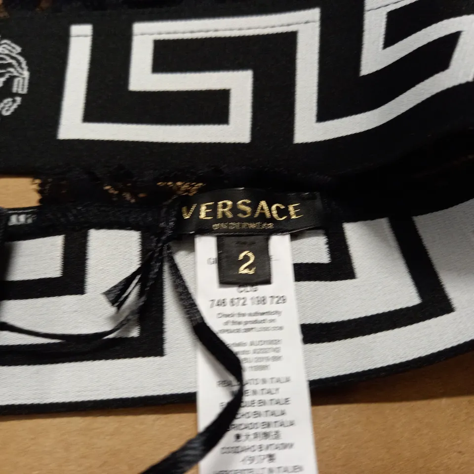 VERSACE TAPE LOG BIKINI TOP IN BLACK - 2 (S)