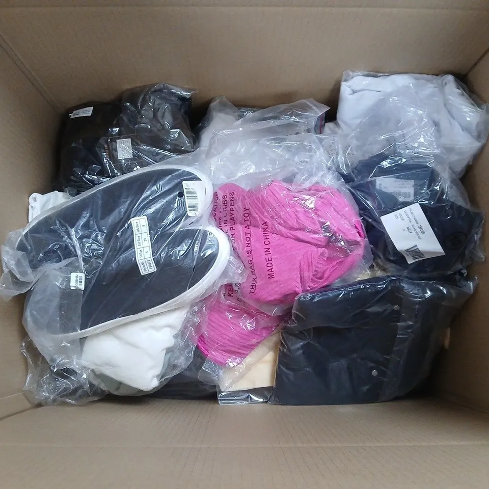 LARGE QUANTITY OF ASSORTED ITEMS TO INCLUDE CAR UPHOLSTERY CLEANER, 7 SECTION DRAW ORGANISER, BLACK PUMP LIKE SHOES, ETC - COLLECTION ONLY