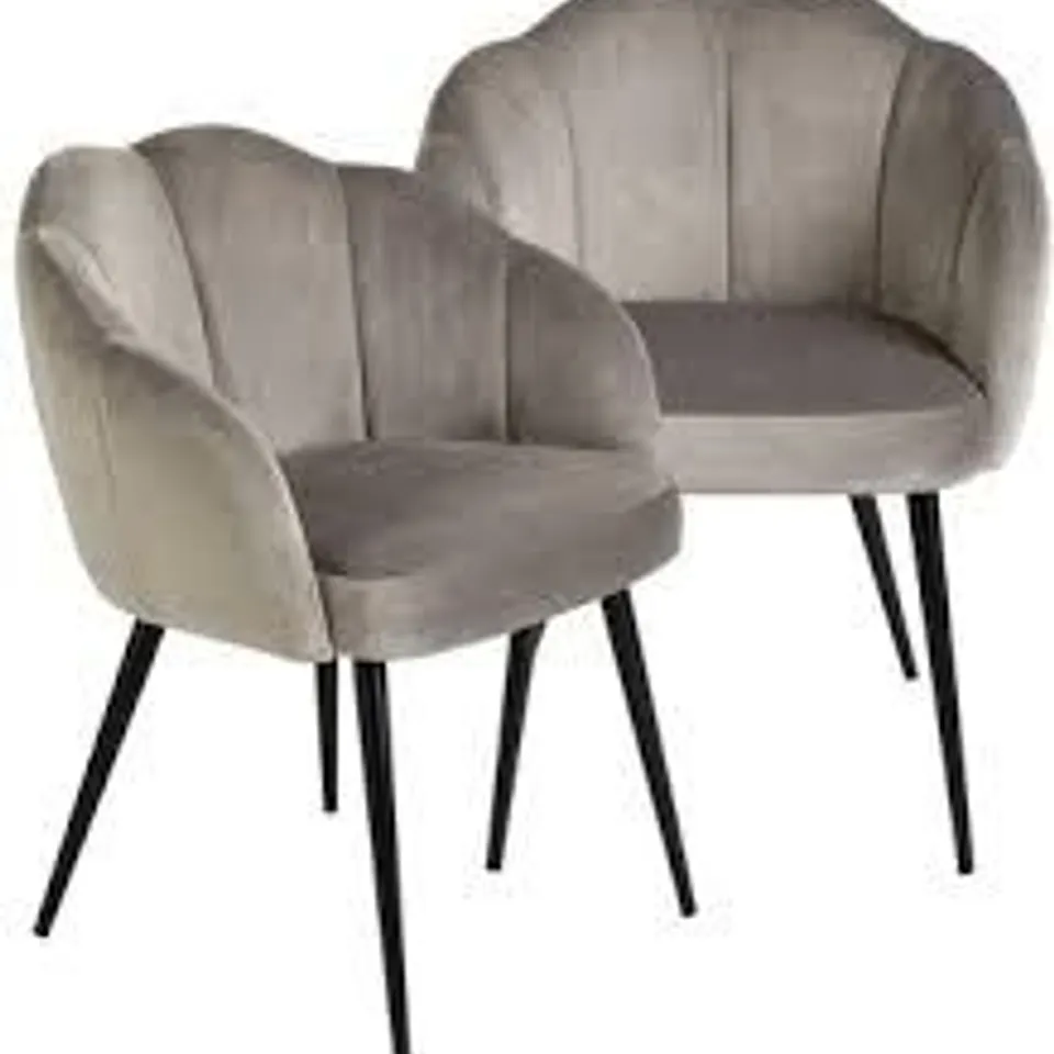 BOXED MICHELLE KEEGAN HOME PAIR OF ANGEL SCALLOP BAR STOOLS - GREY VELVET (1 BOX) - COLLECTION ONLY RRP £199