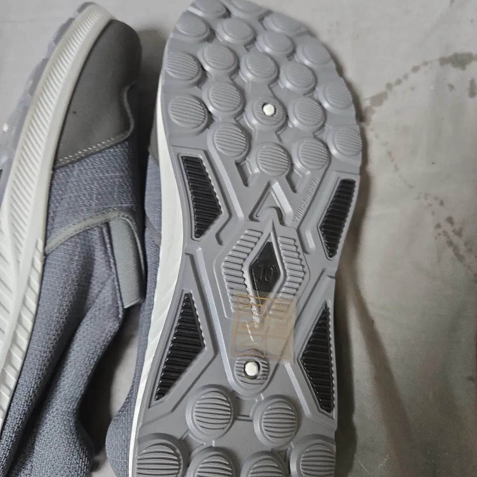 KELER SLIP-ON TRAINERS - GREY FABRIC, WHITE SOLE SIZE 10