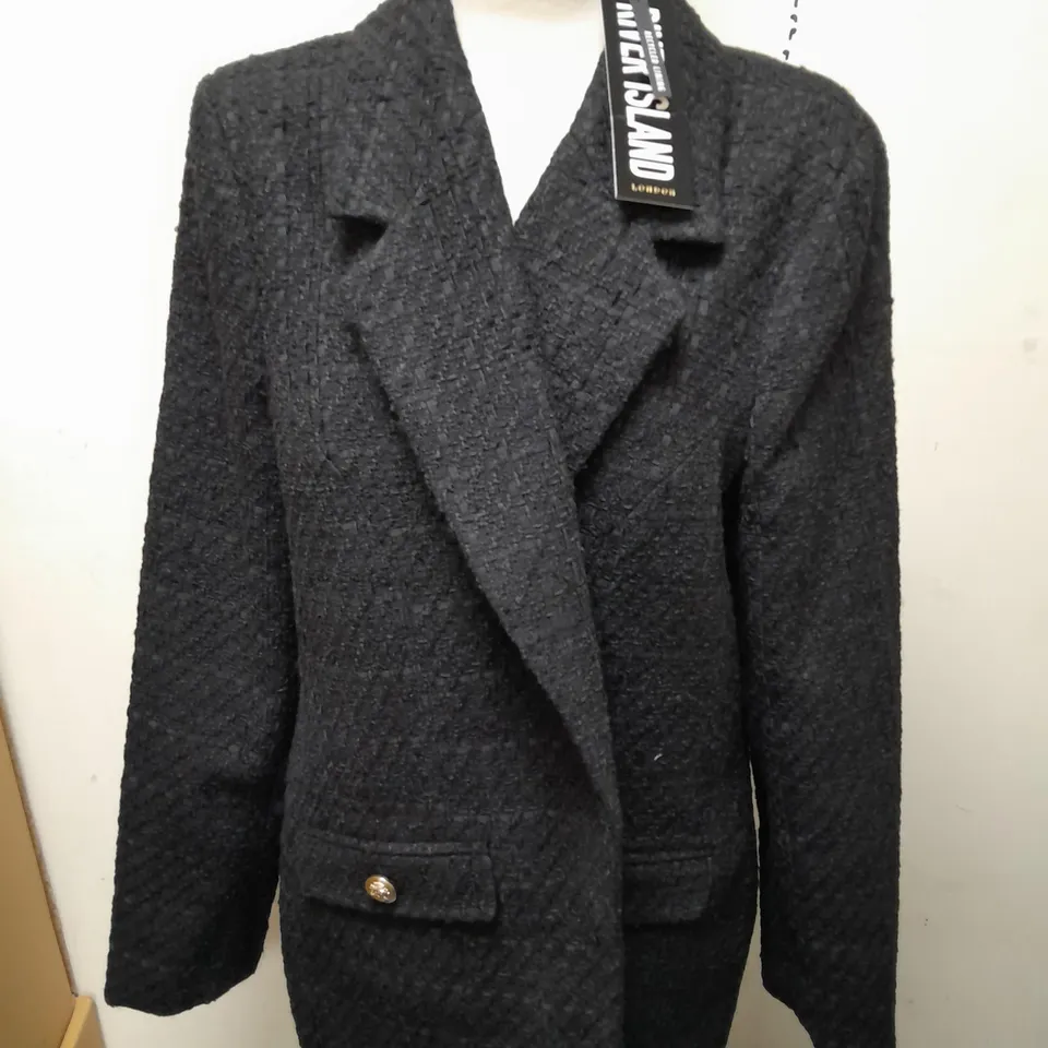 RIVER ISLAND TEXTURED BLACK BLAZER - UK 18