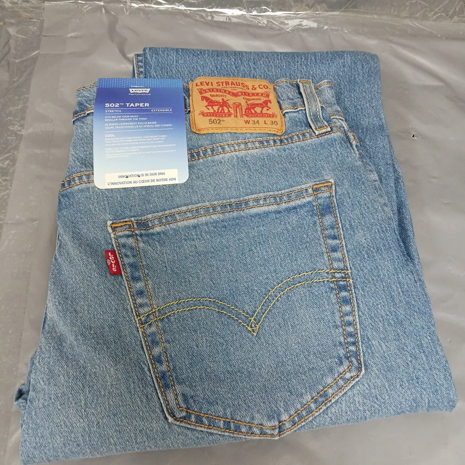 LEVI'S LEVIS 502T REGULAR TAPERED JEANS - BLUE - 34 SHORT 