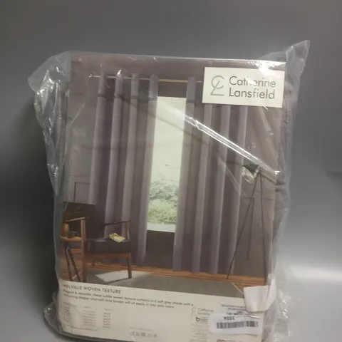 CATHERINE LANSFIELD MELVILLE WOVEN TEXTURE EYELET CURTAINS - 229CM X 229CM